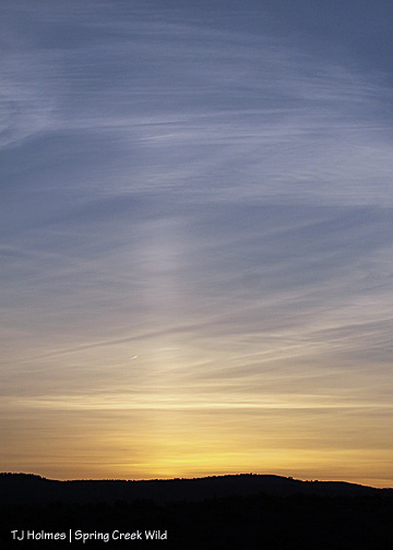 Sun pillar, end of day, Spring Creek Basin