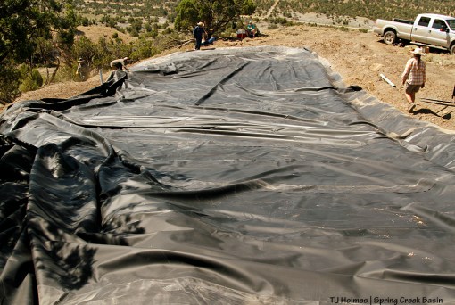 The apron covers the site at the catchment project in Spring Creek Basin.