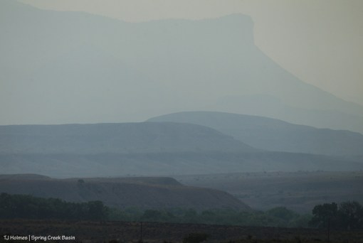 Temple Butte, socked in by smoke