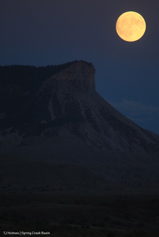 Full moon rises above Temple Butte and McKenna Peak in Disappointment Valley.